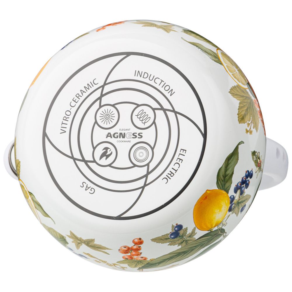 ЧАЙНИК AGNESS ЭМАЛИРОВАННЫЙ СО СВИСТКОМ СЕРИЯ "ФРУКТОВАЯ КОРЗИНА", 2,2Л, ИНДУКЦИОННОЕ ДНО