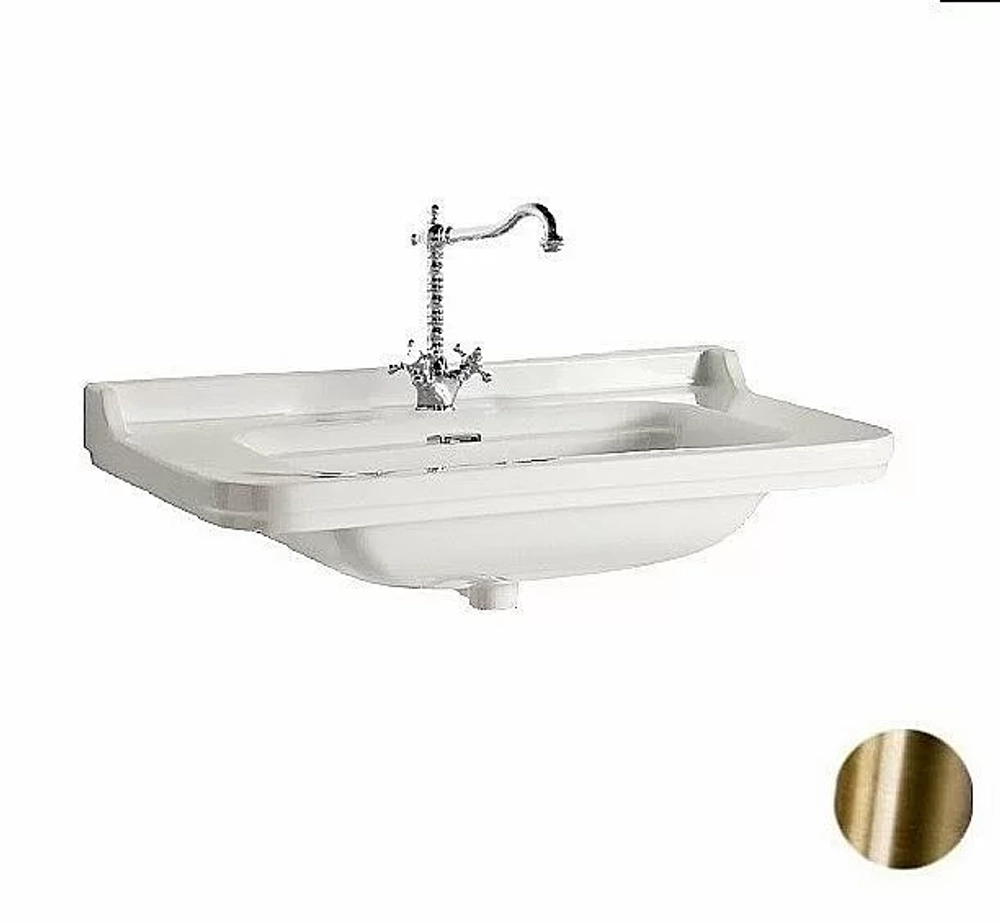 Раковина Kerasan Waldorf 60 4140K1bi*1+811393br белая, заглушка бронза