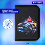 Пенал BRAUBERG 1 отделение полиэстер 21х14 см "Neon drift" (2 штуки в упаковке)