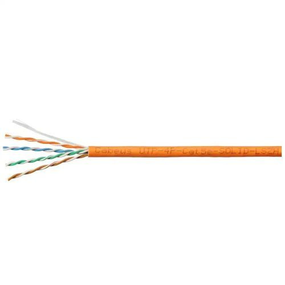 Кабель витая пара U/UTP 5e кат. 4 пары Cabeus UTP-4P-Cat.5e-SOLID-LSZH-OR-LIGHT