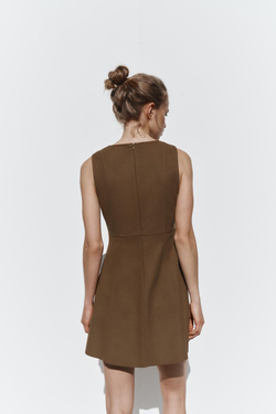 ZARA КОРОТКОЕ ПЛАТЬЕ БЕЗ РУКАВОВ, КОРИЧНЕВЫЙ