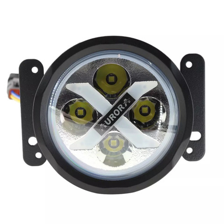 Комплект светодиодных фар Aurora ближний белый свет, с RGB подсветкой