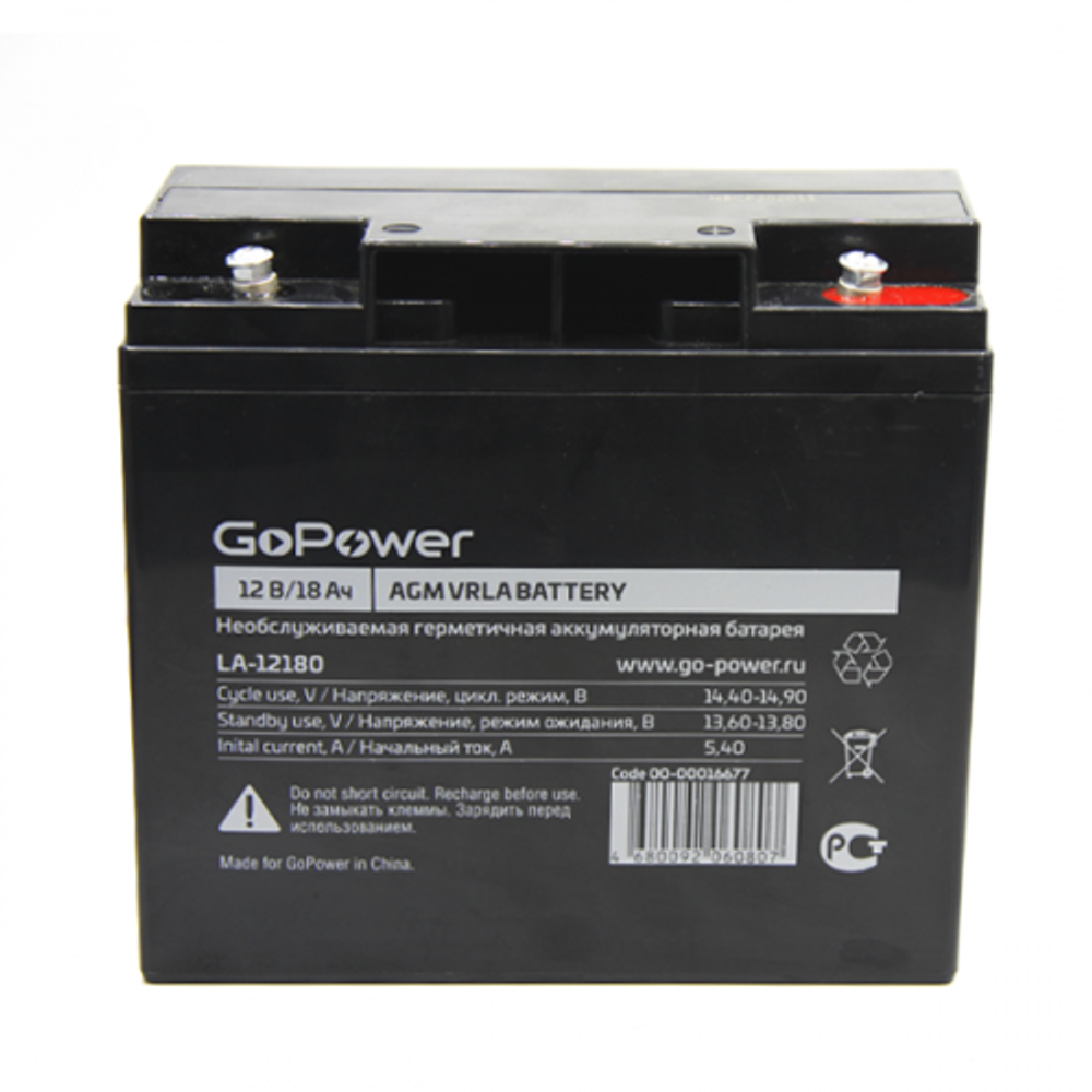 Аккумуляторы GoPower свинцово-кислотные LA-12180 12V 18Ah