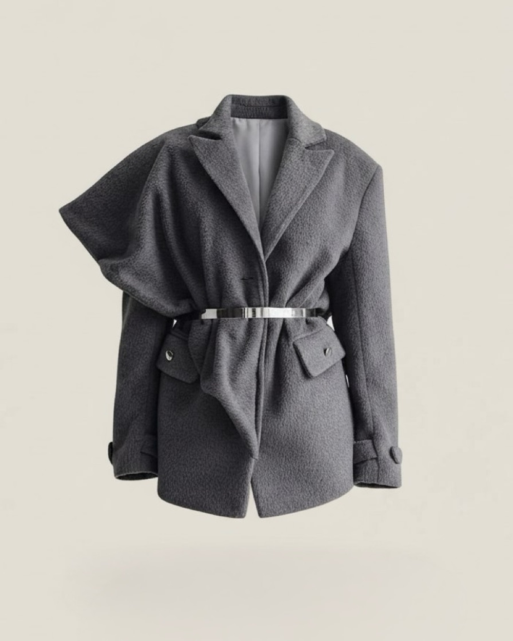 Пиджак - пальто с косынкой oversize