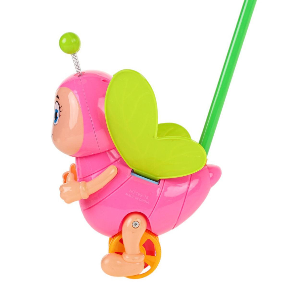 Каталка на палке Жук 56см, розовый, пакет 345