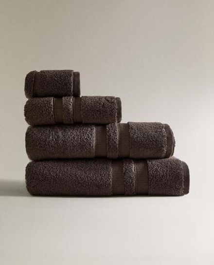 ZARA HOME БАННОЕ ПОЛОТЕНЦЕ С ДВОЙНОЙ КАЙМОЙ, КОРИЧНЕВЫЙ