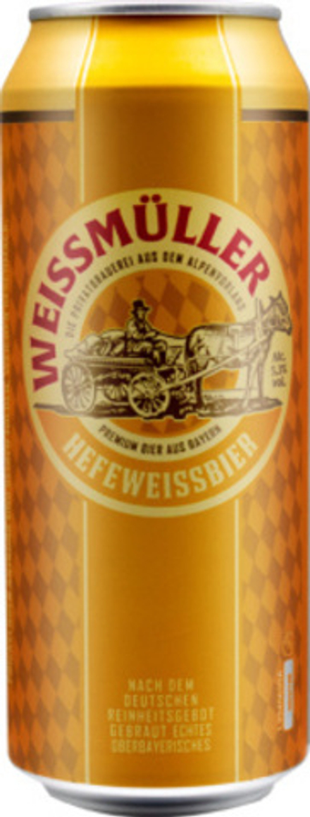 Пиво ВайсМюллер Хефевайсбир / WeissMuller Hefeweissbier 0.5 - банка