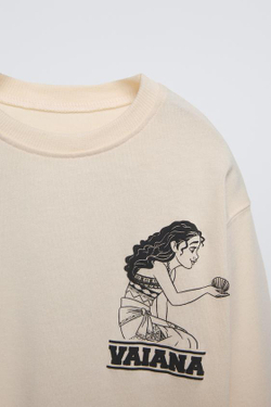 ZARA ЛОНГСЛИВ С РЕЛЬЕФНЫМ ПРИНТОМ VAIANA ©DISNEY, ЭКРЮ