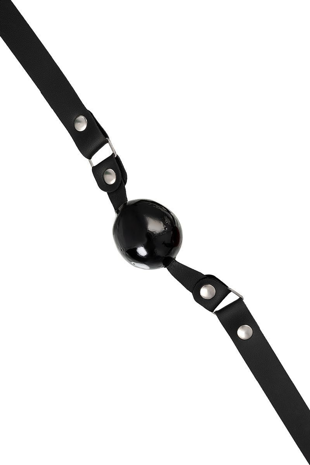 Черный кляп-леденец на кожаных ремешках со вкусом бейлиз (Цвет: черный)