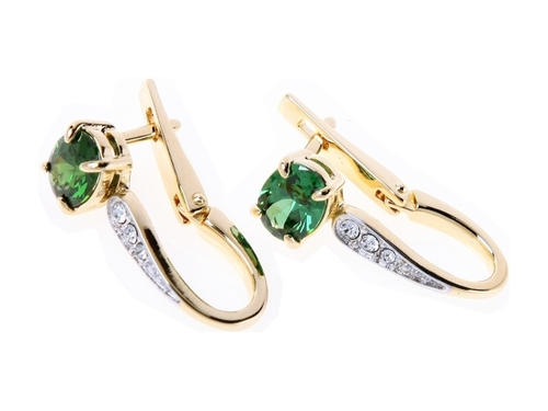 "Нателио" серьги в золотом покрытии из коллекции "Элеганс" от Jenavi  с английским замком