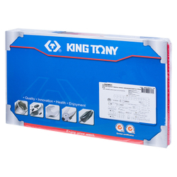 KING TONY (9563MR01) Набор торцевых головок с принадлежностями 1/4"+3/8"+1/2", 6-гранные, 4-32 мм, 62 предмета