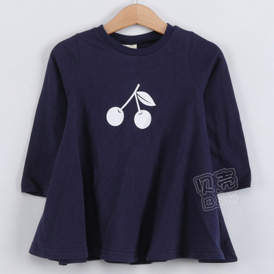 Платье детское однотонное с принтом вишен