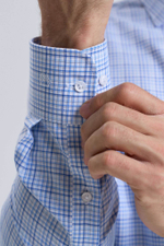 Сорочка мужская VESTER длинный рукав, голубая в клетку, хлопок/лиоцелл 55641 08