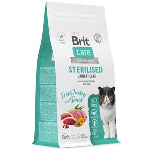 Сухой корм Brit Care Cat Sterilised для стерилизованных кошек, с индейкой и уткой, Профилактика МКБ