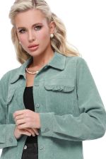Рубашка из микровельвета с карманами зеленая DStrend (Акция)