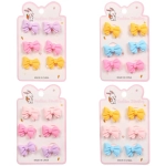 Резинки для волос детские 6шт «БАМБИ БУМ Маттэ», Бантики, микс 6 цветов, d-2.см/12*7.5см