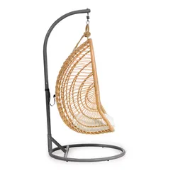 Подвесное кресло Ekaterina из ротанга с темно-серой ножкой