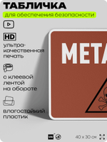 Табличка для обеспечения безопасности "Метанол", для производства, предприятия, организаций, 40х30 см, Silver Plane x Айдентика Технолоджи