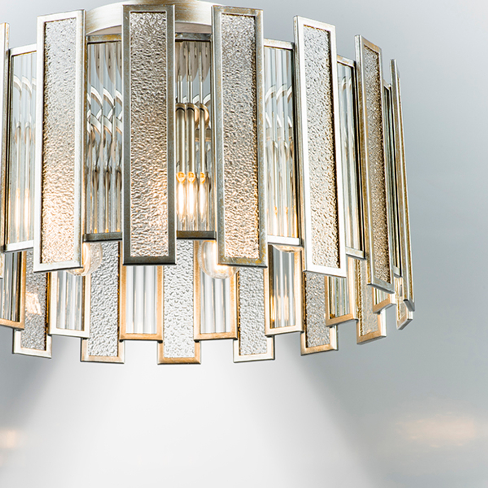 712054 Люстра AGAVE 5х40W E27 СЕРЕБРО С ПАТИНОЙ/ПРОЗРАЧНЫЙ