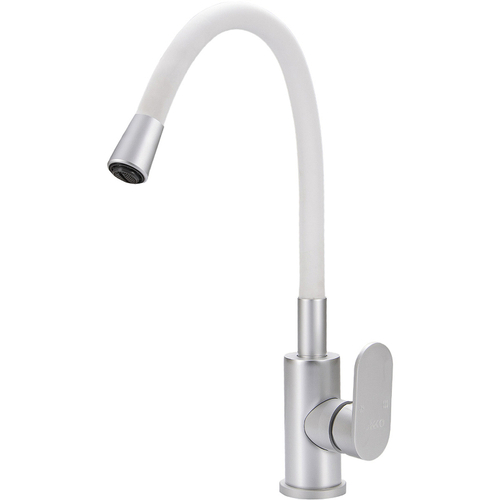 СМЕСИТЕЛЬ EKKO ДЛЯ КУХНИ ГИБКИЙ ИЗЛИВ E4263-7 БЕЛЫЙ