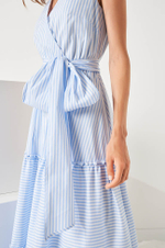 51455 Платье женское (бело-голубая полоска)