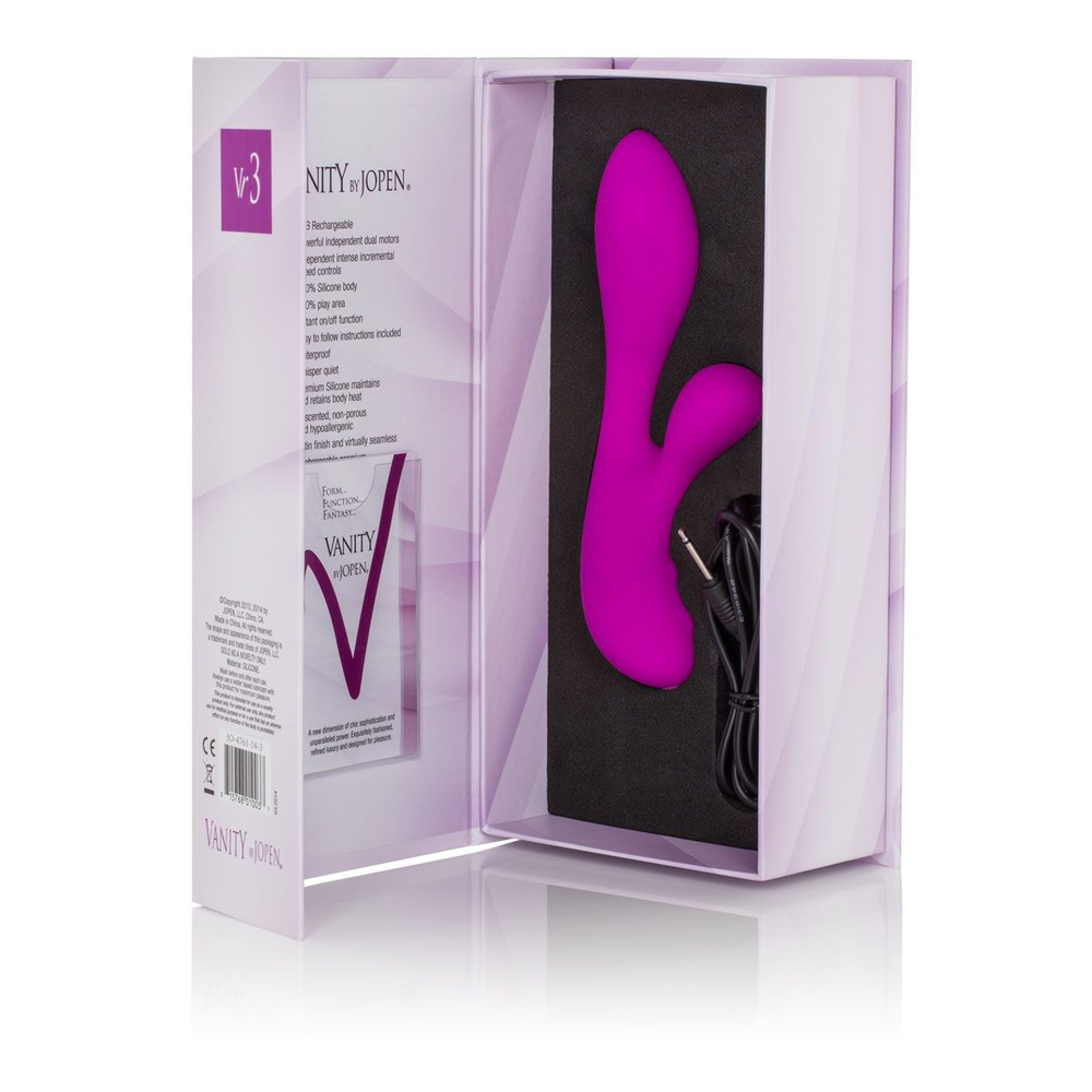 Перезаряжаемый фиолетовый вибромассажер Vr3 - 16,5 см. (Цвет: фиолетовый)