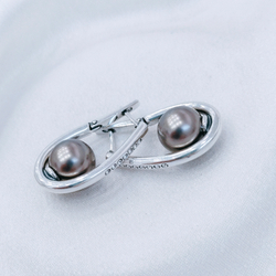 "Эол" серьги в серебряном покрытии из коллекции "Жемчужная" от  Jenavi  с английским замком