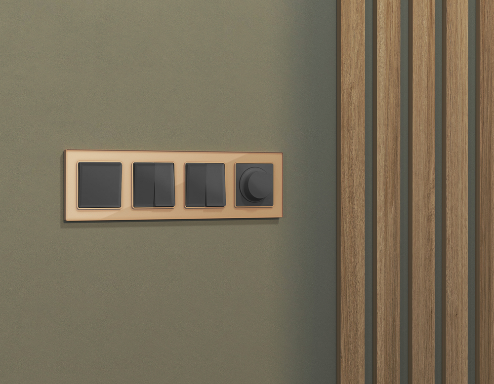 MA903030 Комплект механизма 2-клавишного перекрестного выключателя 10A-250V ALFA Графит мягкое касание QUANT (AP9030, VM125)