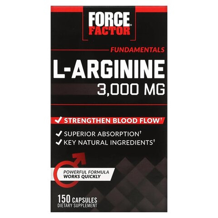 Force Factor, L-аргинин, 3000 мг, 150 капсул (600 мг в 1 капсуле)