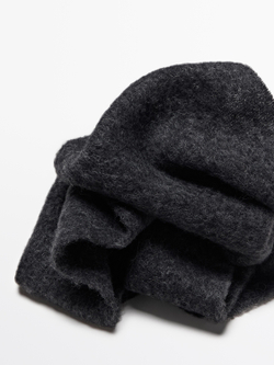 Massimo Dutti Шарф из смеси альпаки и шерсти с бахромой, темно-серый