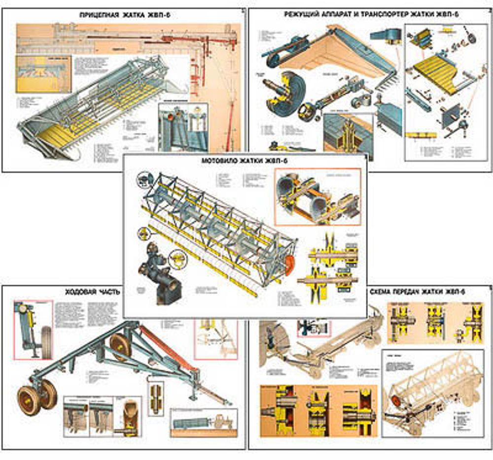 Плакаты ПРОФТЕХ &quot;Навесная жатка ЖВР-10&quot; (6 пл, винил, 70х100)