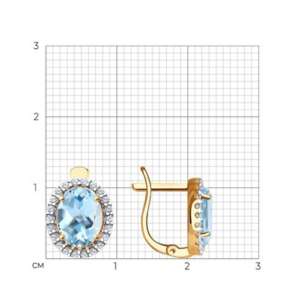 Серьги из золота с топазами и фианитами Au 585 (725268)