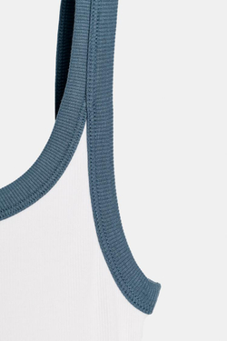 ZARA ТОП В РУБЧИК БЕЗ РУКАВОВ, СИНИЙ/БЕЛЫЙ