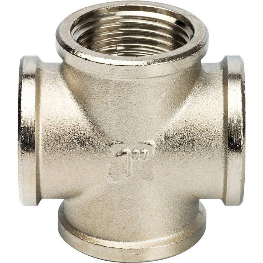 Крестовина STOUT SFT 0031 - 1" (для стальных труб, латунь никелированная)