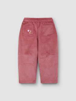 Широкие брюки пудра с вышивкой ЦВЕТЫ