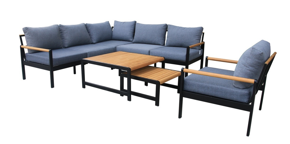 Софа из алюминия MAYA 2-х местная с левым подлокотником темный графит