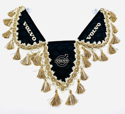 Вымпел тройной Volvo (экокожа, черный с бежевой вышивкой)