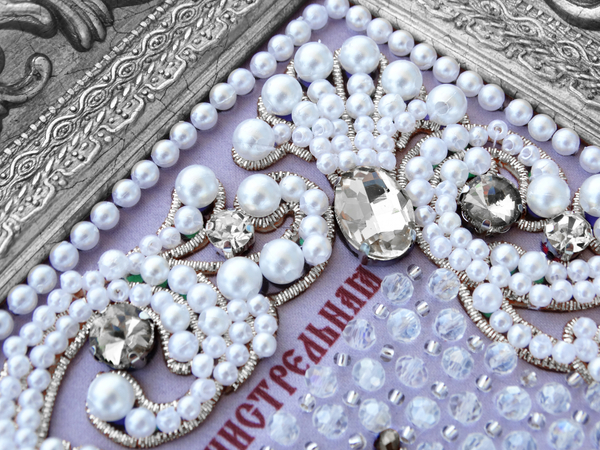 ЖС-4-СБ Набор для вышивания хрустальными камнями Богородица Семистрельная (белый)