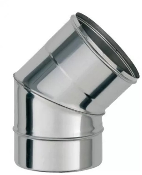 РОЗАН  дымоходное колено Д 150  (1,0 ) 2-х секц нерж мат 45 гр