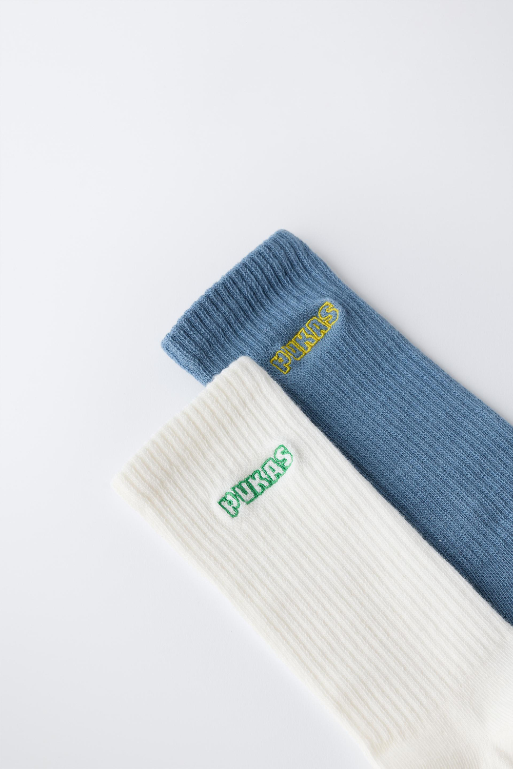 ZARA X PUKAS НАБОР ИЗ 2 ПАР ВЫСОКИХ НОСКОВ PUKAS SURF, СИНИЙ/БЕЛЫЙ