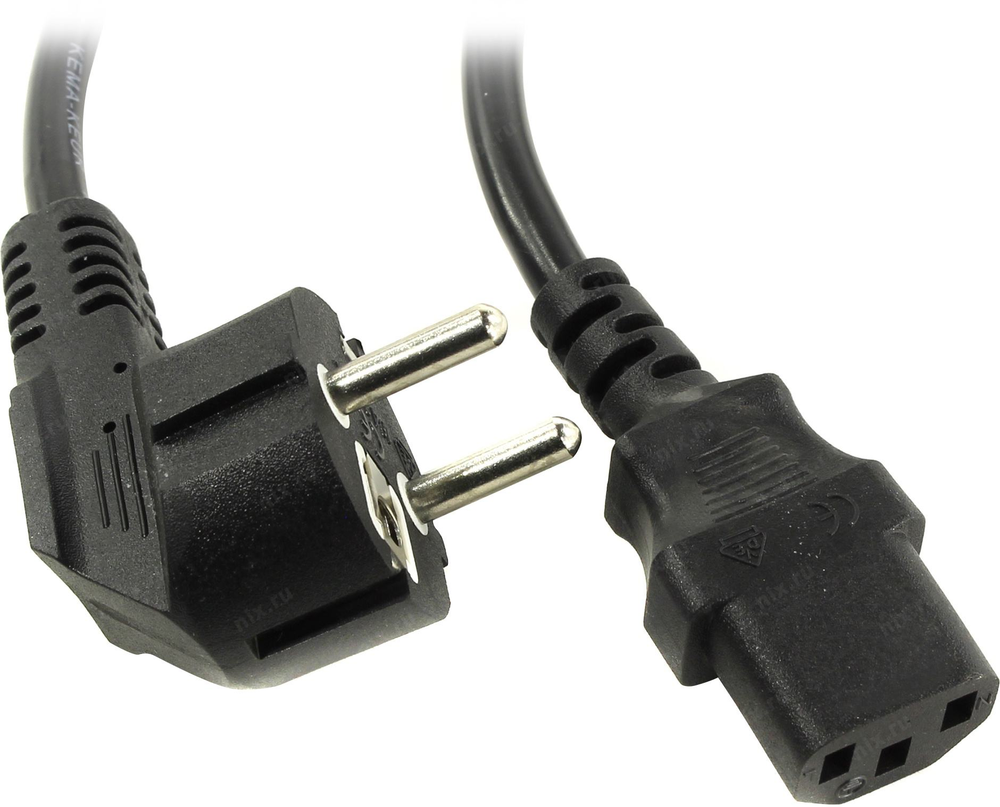 VCOM &lt;CE021-CU1.0-1.8м&gt; Кабель компьютер - розетка 220V Европейский стандарт, Г-образный