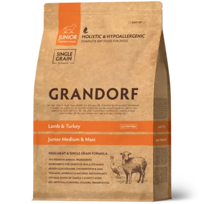 Grandorf Lamb & Turkey, Junior Medium & Maxi для юниоров средних и крупных пород (Ягнёнок с индейкой)