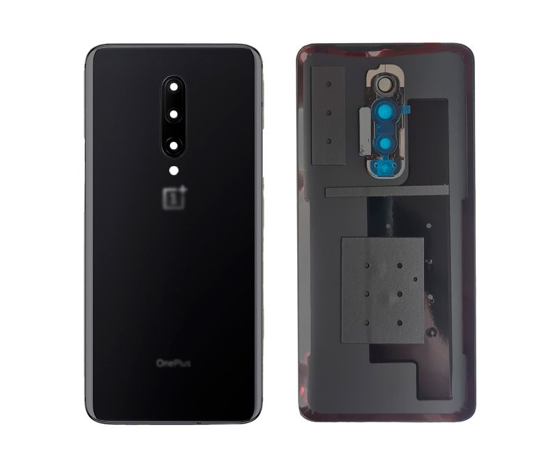 Задняя крышка для OnePlus 7 Pro черная глянцевая (Mirror Black) со стеклом камеры