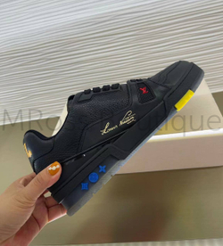 Черные кожаные кроссовки Louis Vuitton LV Trainer премиум класса