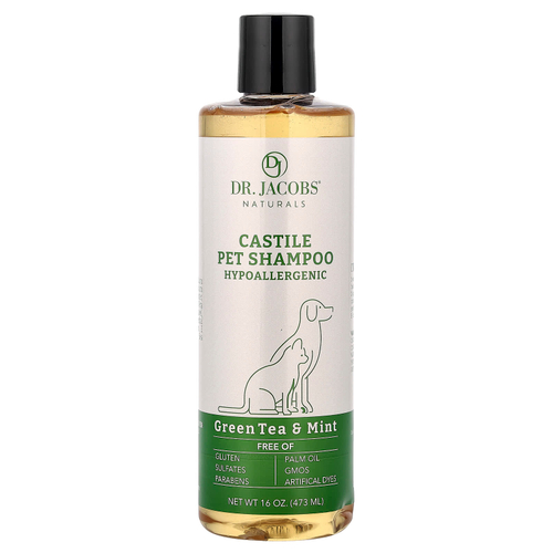Dr. Jacobs Naturals, кастильский шампунь для домашних животных, зеленый чай и мята, 473 мл (16 унций)