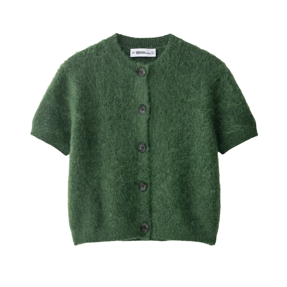 Топ вязаный, с короткими рукавами, на пуговицах