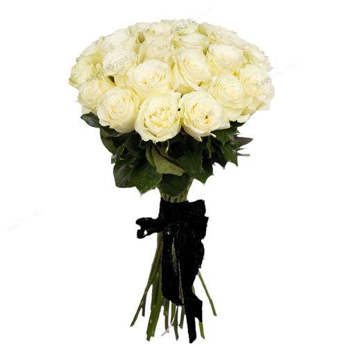 Траурный букет «40 белых роз без листьев»