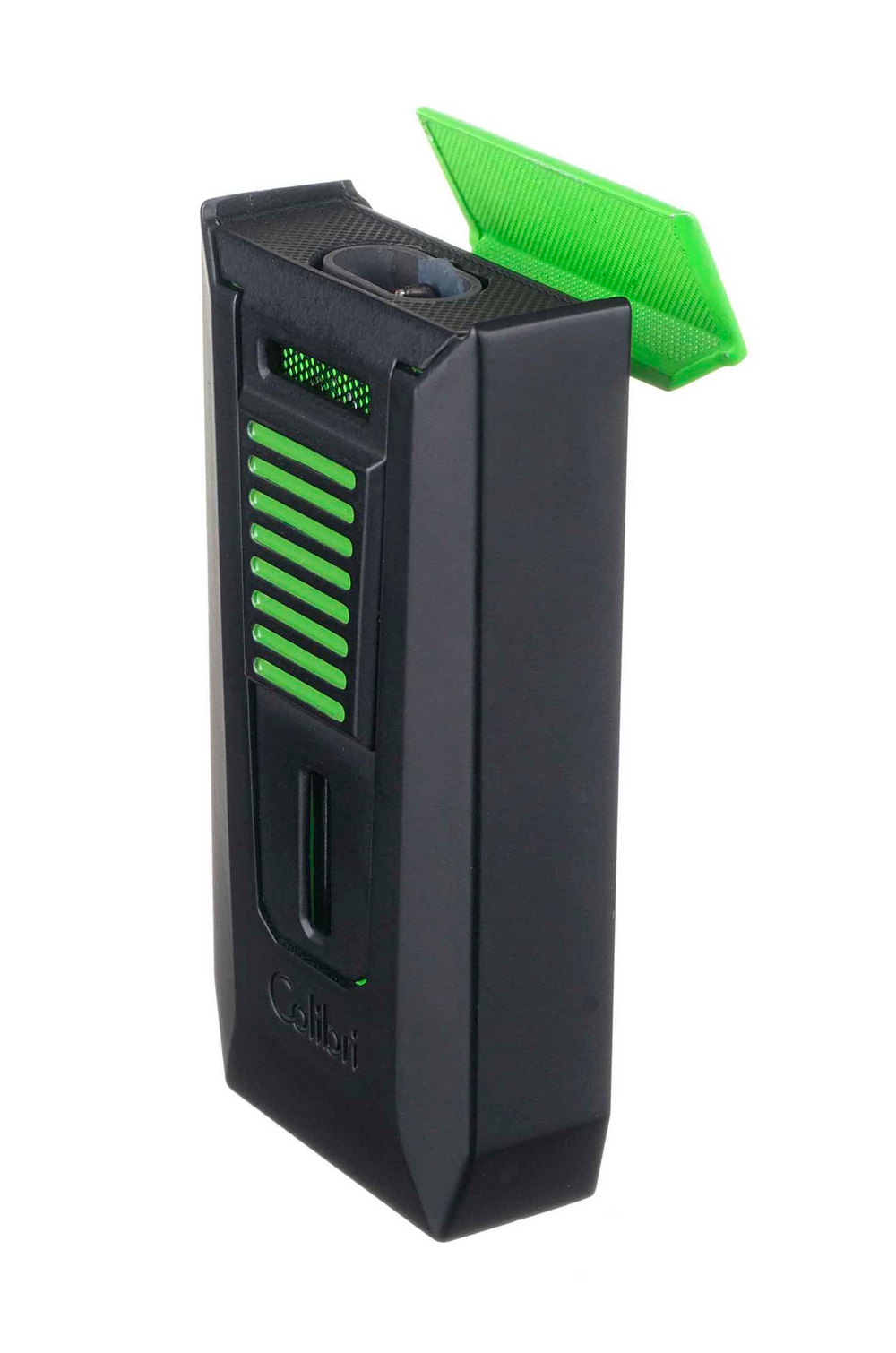 Зажигалка сигарная Colibri Slide (двойное пламя), черно-зеленая