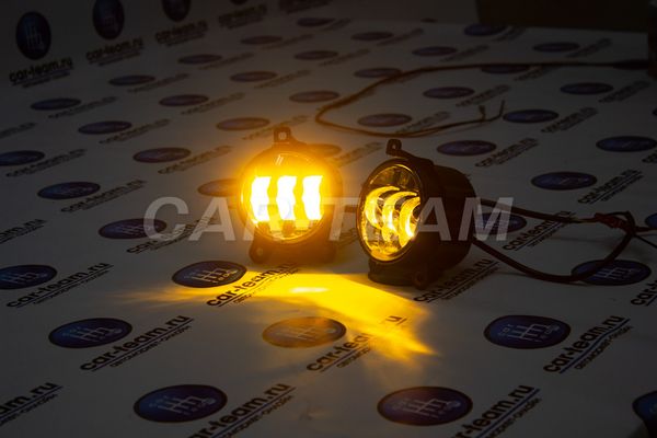 Противотуманные фары (ПТФ) "Fog Lamp" линзованные 5 диодов LED 50W Лада Приора, Шевроле Нива, два режима (ZF-5279-2ED)