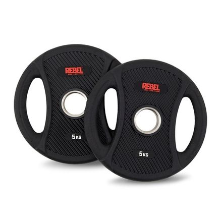 Диски олимпийские обрезиненные с двумя хватами 5 кг REBEL (пара)